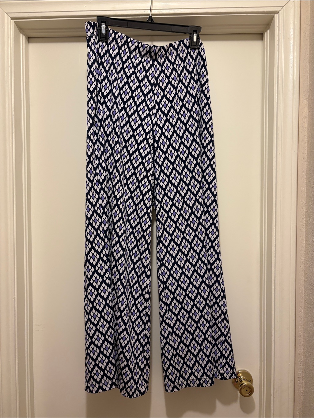 Peter Thomas Roth Navy  White Geometric Wide Leg Pants